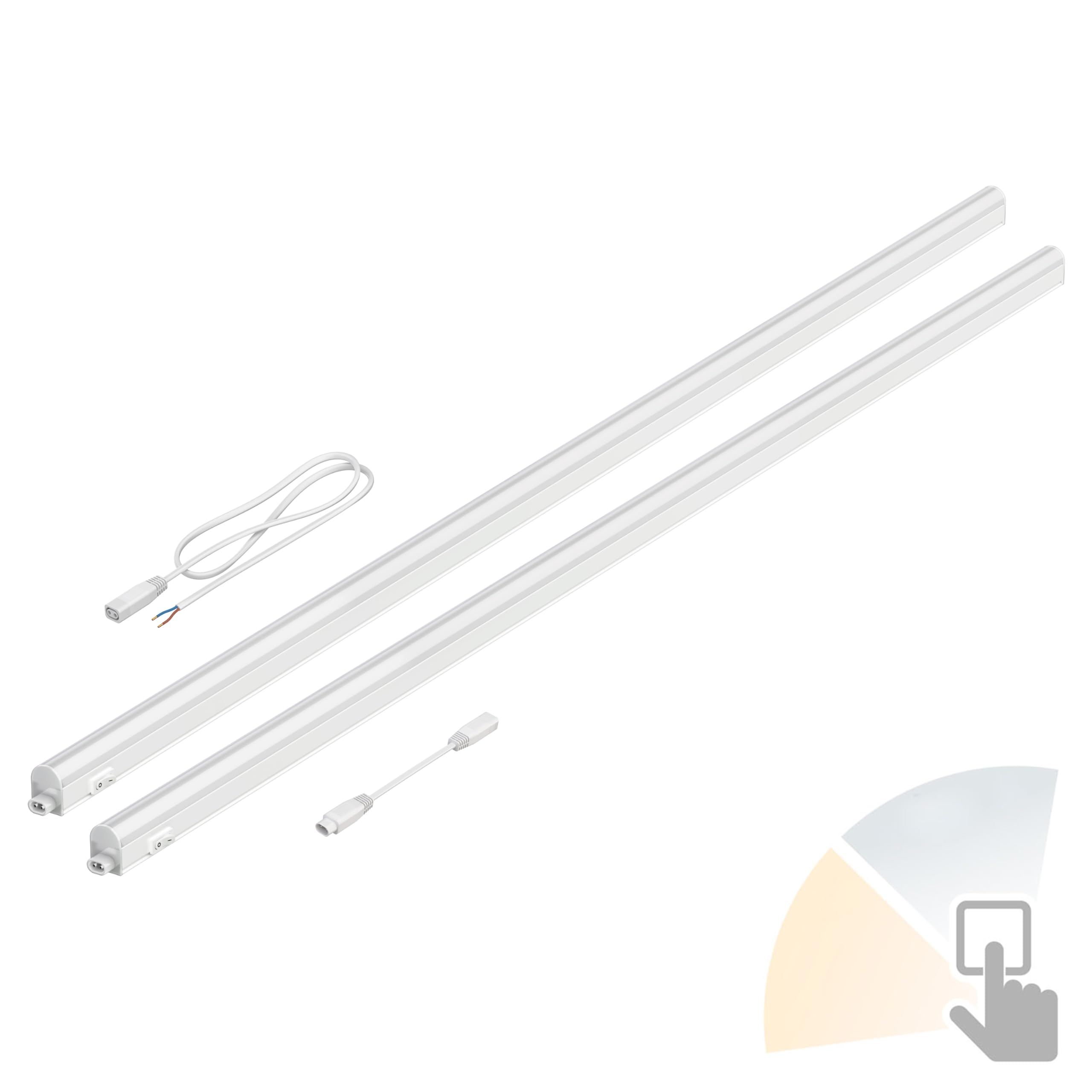 ledscom.de Zestaw 2 lamp podszafkowych LED Rigel, regulowana temperatura barwowa, 113 cm każda, 14,6 W, 1747 lm, ciepły biały/biały