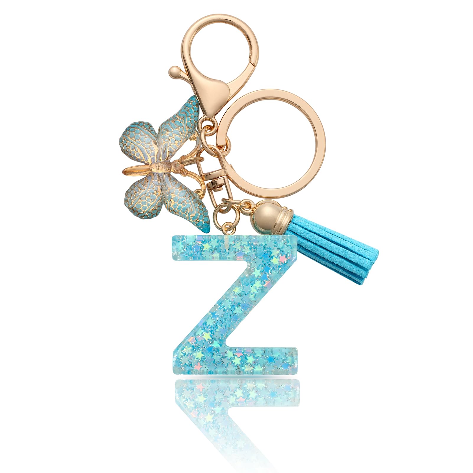 MORSUNBELA Schlüsselanhänger Buchstabe Mädchen Keychain mit Anfangsbuchstabe Schlüssel Anhänger mit Buchstaben für Frauen Damen