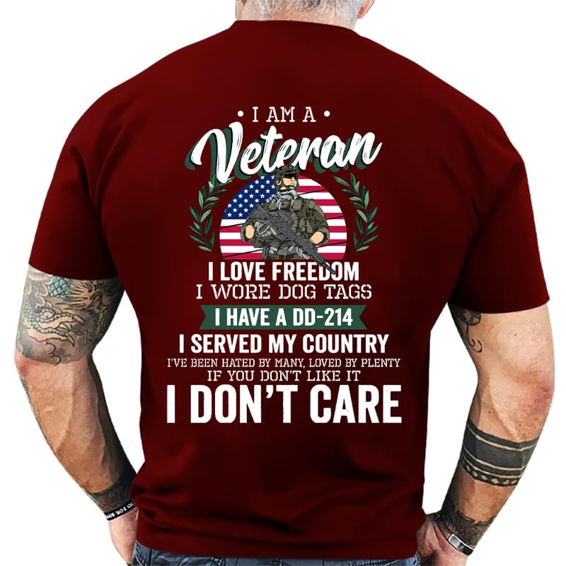 Veteran Day Shirt DD-214 Tee I Earned DD-214 Veteran America Freedom T Shirt Military Gifts Gift for Veteran-Red
