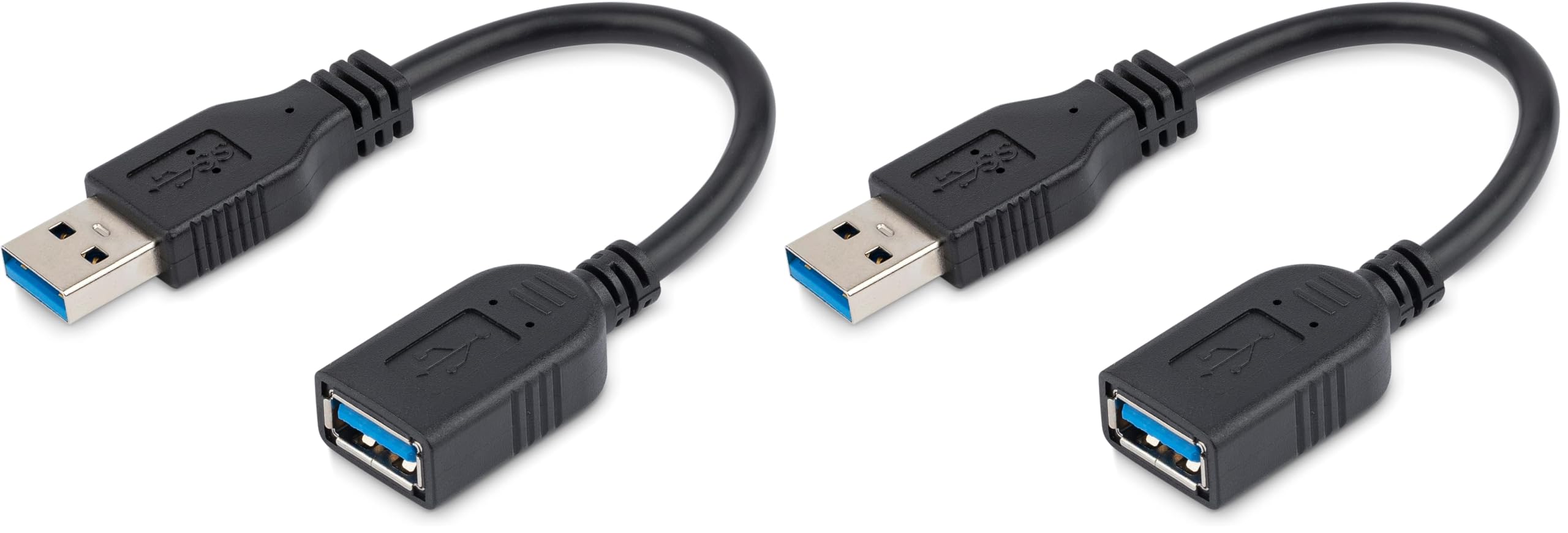 StarTech.com 6in Short USB 3.0 (5Gbps) Extension Adapter Cable (USB-A Male to USB-A Female) - USB 3.2 Gen1 Port Saver Cable - Black (USB3EXT6INBK) (Pack of 2)