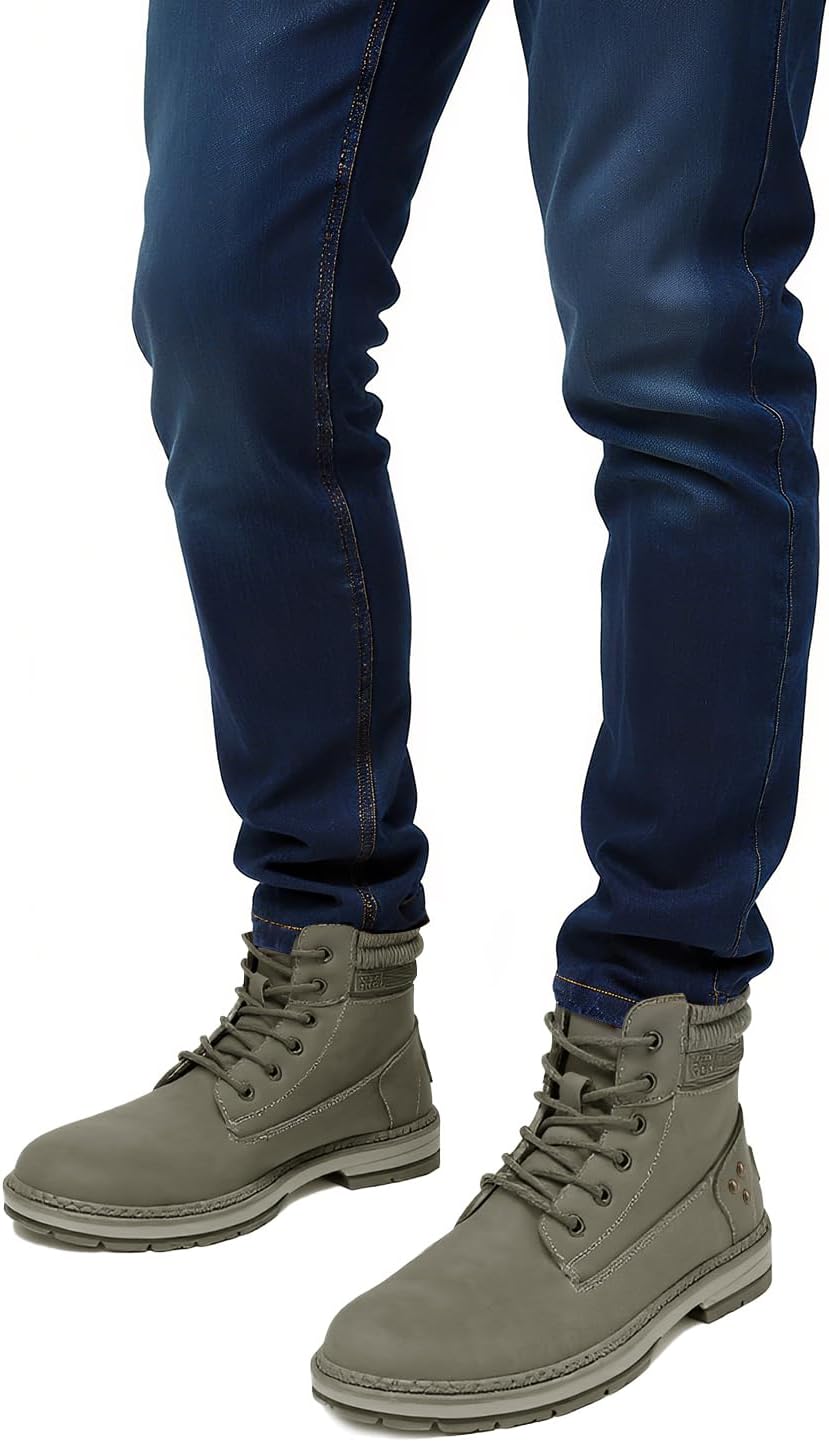 Athlefit Casual Men's Hiking Boots Fashion Lace up Combat Boots Low Heel Comfortable Ankle Booties - Image 2