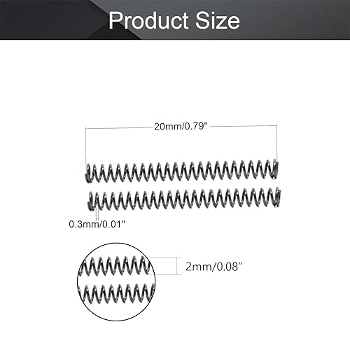 Miniatura 11 de MroMax 20Pcs Compressed Spring, 0.04" Wire Dia, 0.31" OD, 1.57" Free Length, Gray Black Spring Steel Extended Coil Compression Spring