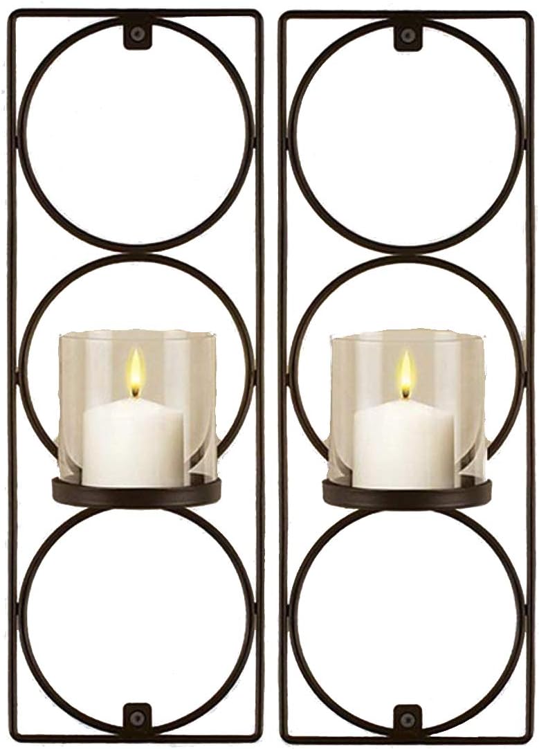 Set Of 2 Metal Wall Sconces Sarah Peyton Hanging Candle Holders Modern Lighting Décor