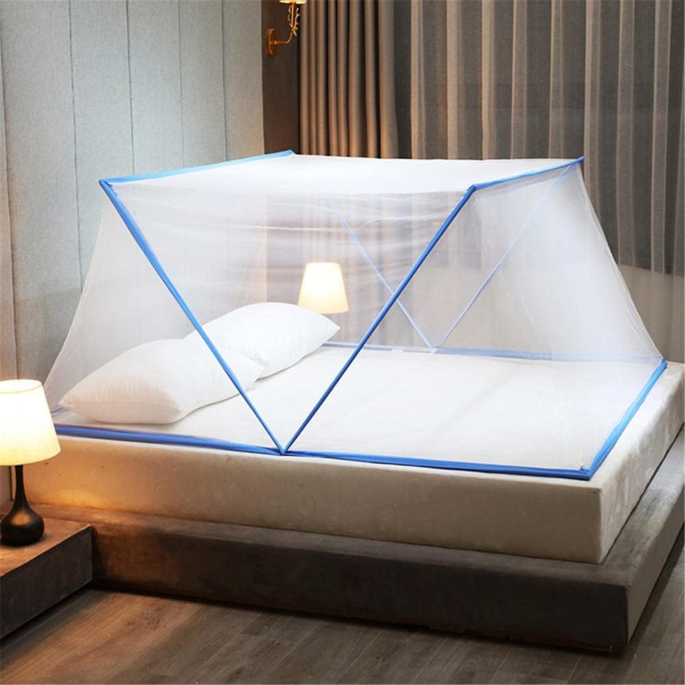 Moustiquaire pliable bleu azur lit deux places tente nomade