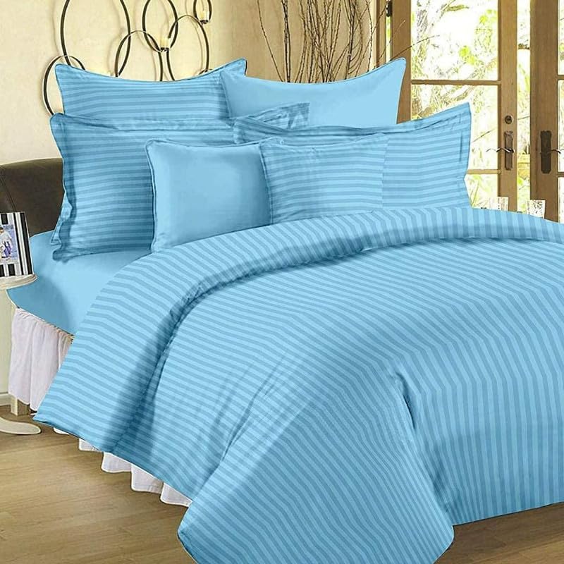 Shri Anand Creations Duvet Cover Double Bed Premium Cotton -Quilt/Comforter Cover- 91 x 101 inches (White) (Blue, Double)-image-12