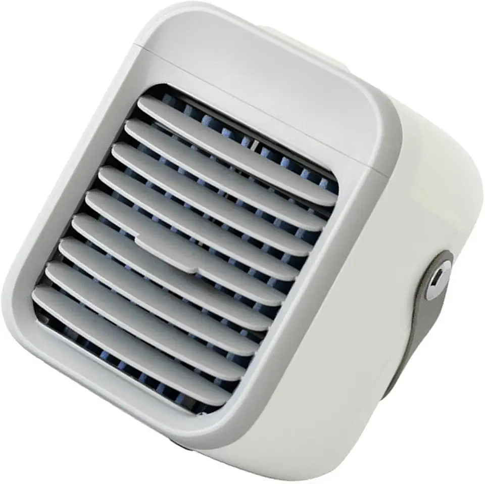 Asixxsix Ar condicionado portátil 3 em 1 com depósito de água de 300ml, climatizador evaporativo, 3 velocidades ajustáveis, iluminação a 7 cores e ventoinha para quarto e escritório