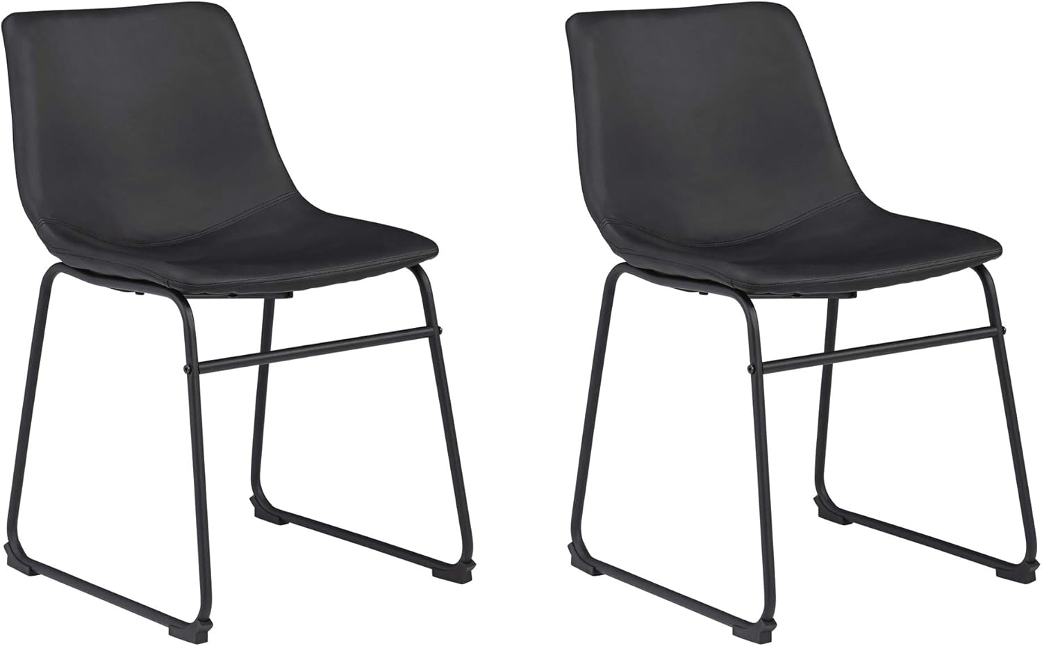 Signature Design by Ashley Centiar 24" Counter Height Modern Bucket Barstool Set of 2, Black & Centiar Mid Century Dining Room Bucket Chair, Set of 2, Black