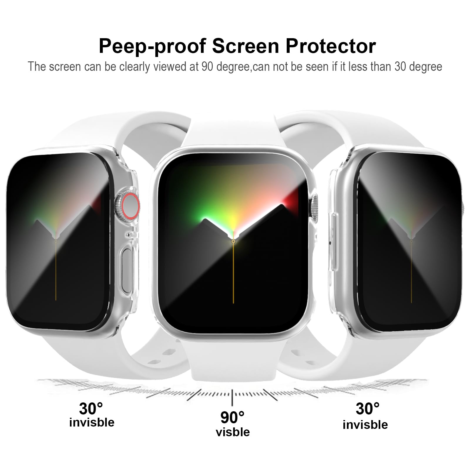 Etui ochronne na ekran do Apple Watch SE 2022 Series 6, 5, 4 SE, 44 mm, Unti-SPy, szklana osłona, twarda osłona z PC, osłona do iWatch Se 6, 5, 4, 44 mm, akcesoria, przezroczyste/przezroczyste