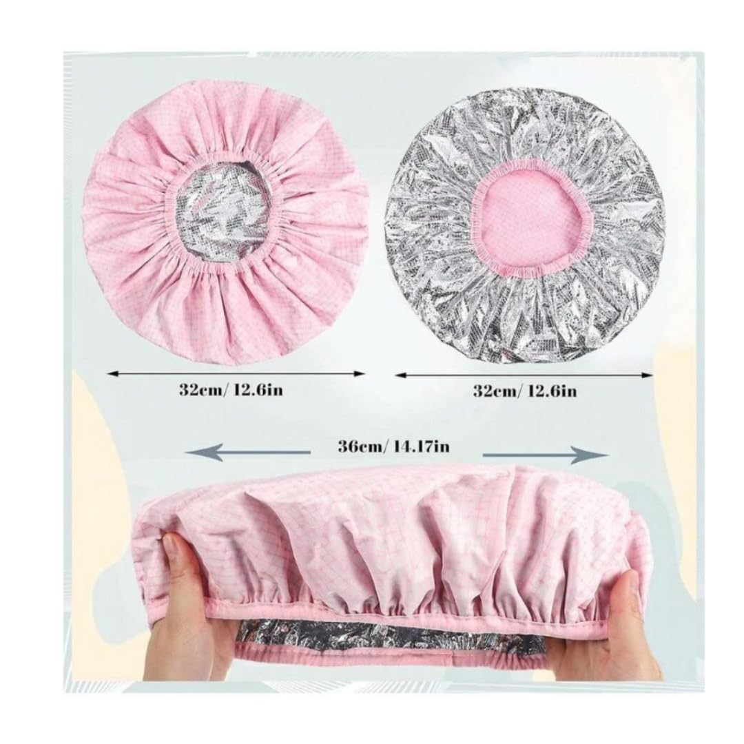 Gorro Térmico para Cabello de Tratamientos Hidratación Profunda o Tintes - Gorro 2 capas -Gorro de Papel de Aluminio- Gorro de Cuidado de Doble Capa Reutilizable-Rosa-(talla única-1 ud.) (1ud)