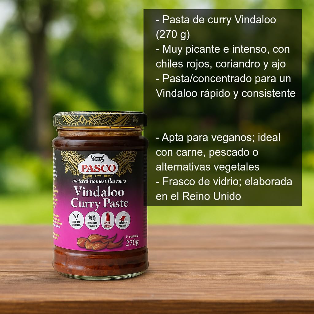 Pasta de Curry Vindaloo muy picante 270 g concentrado de especias para curry indio