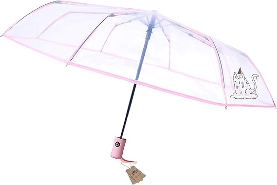 Amazon Carolyndesign オリジナルデザインの液体猫 ファッション透明傘 透明 折り畳み傘 ワンタッチ自動開閉 耐風撥水 軽量楽々 収納ポーチ付き 携帯用傘 ピンク 折りたたみ傘 通販