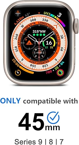 Miniatura 4 de amBand Funda de metal 3 en 1 compatible con Apple Watch Series 987 de 1.772 pulgadas, protector W1 resistente parachoques con corona de reloj +