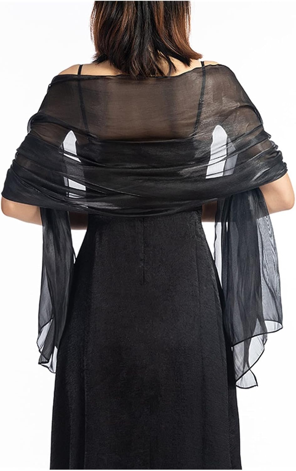 ZZSRJ Elegant Wedding Shawl 170 * 70 Silver Party Evening Dress Shawl Bride Bridesmaid Silk Shawl Solid Color Scarf (Color : Dark Gray)