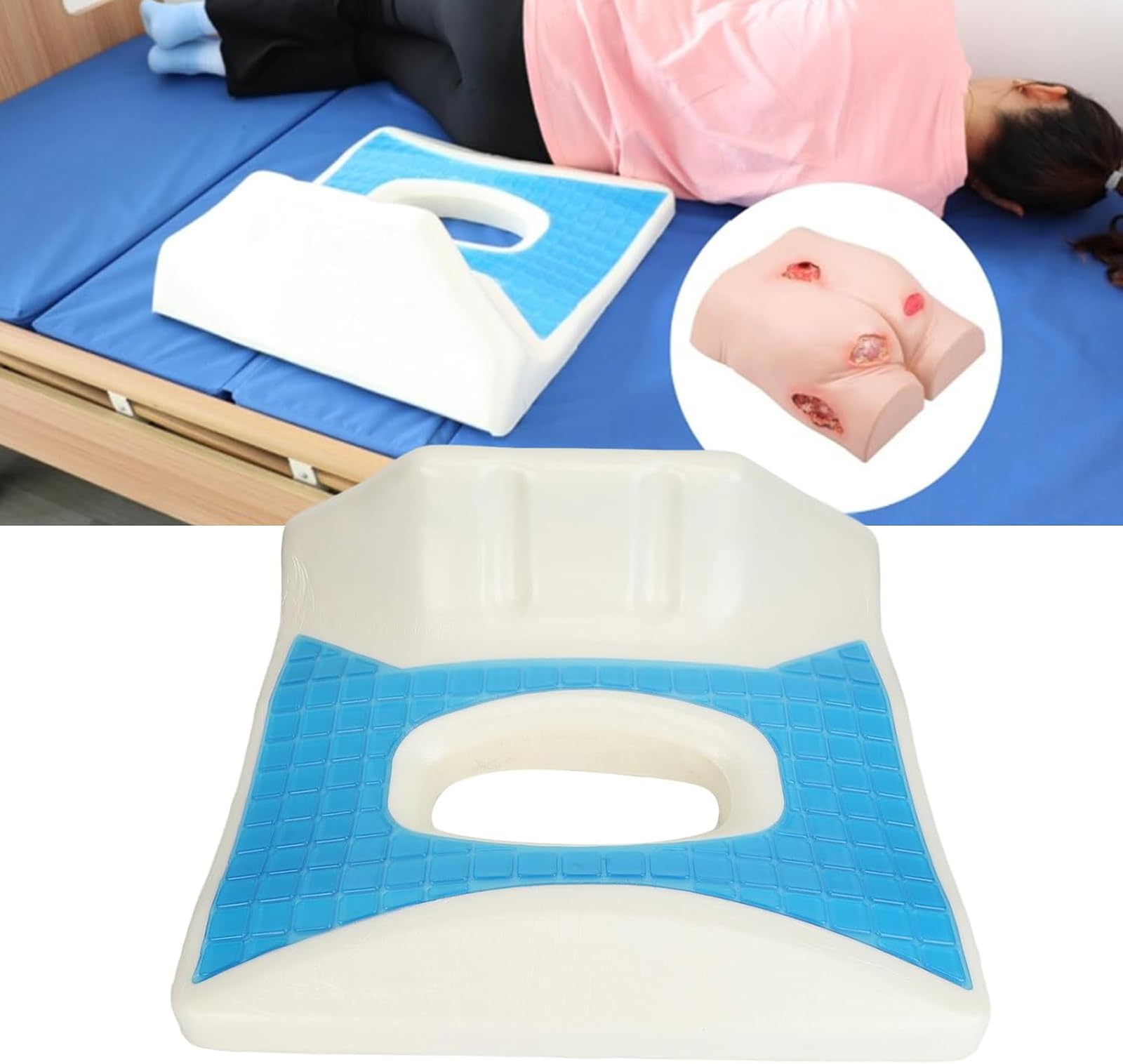 Cojín Antiescaras, Cojines De Espuma Viscoelástica para El Coxis, Diseño De Apertura Ovalada, para Ancianos, Postrados En Cama, Discapacitados
