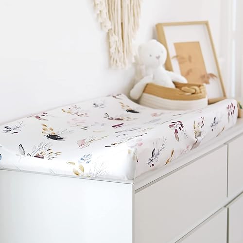 Vista 52 de GRSSDER Juego de 2 sábanas elásticas ultra suaves para moisés, ajuste universal para moisés, cesta de moisés, colchón rectangular ovalado, seguro