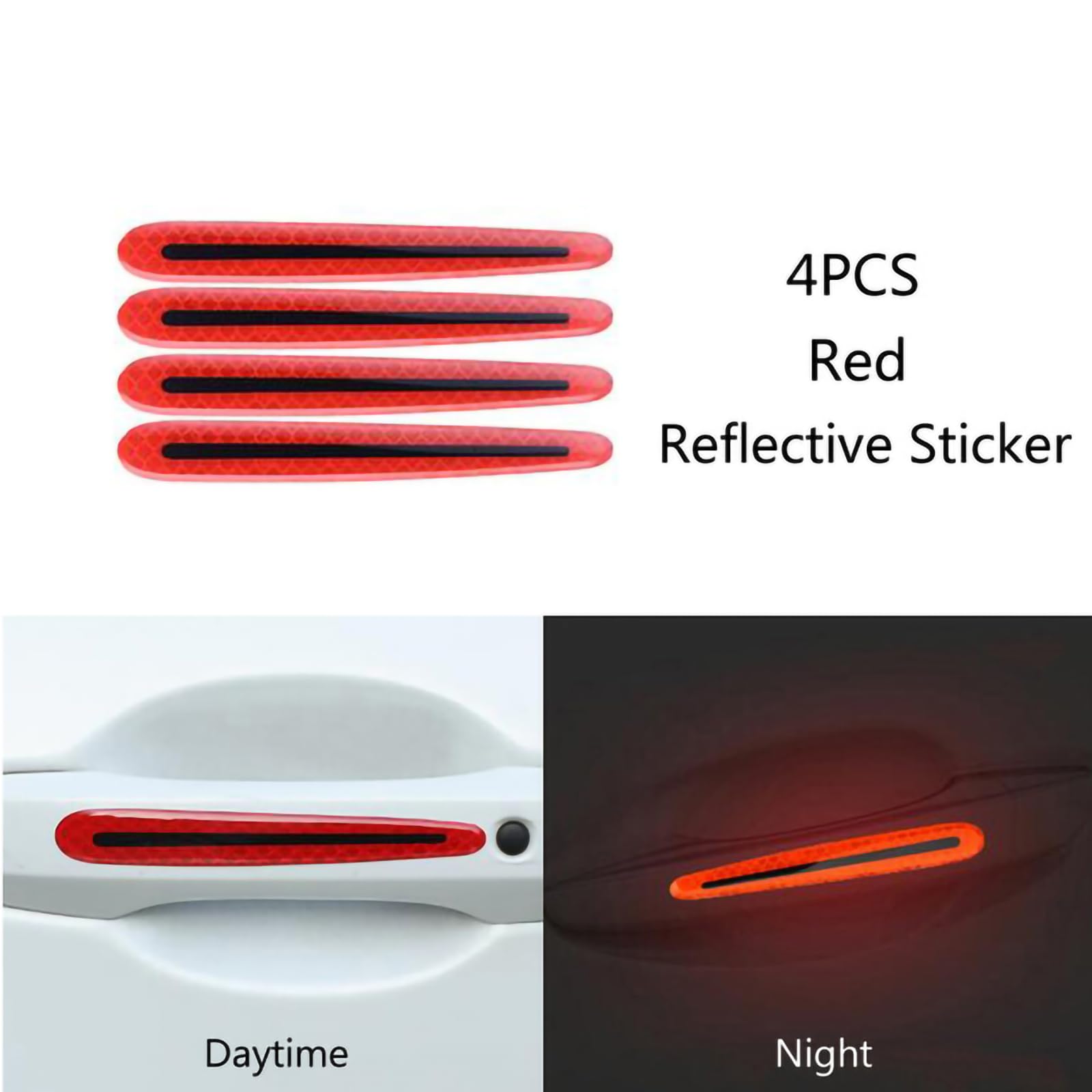 Holy Feather Carbon Fiber Reflective Door Handle Stickers, Red (8Pcs)