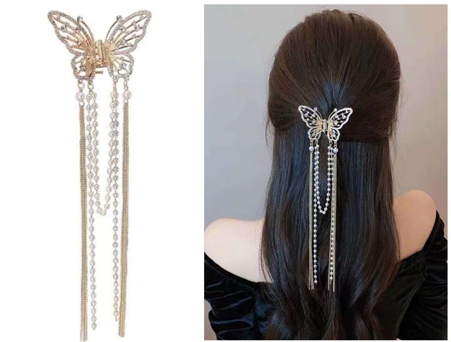 Metal with American Diamond Hair Claw Clips Butterfly Golden large Hair Clutcher for Women and Girls (Pack of 1) (B0BYJJPTWK) Amazon Price History, Amazon Price Tracker