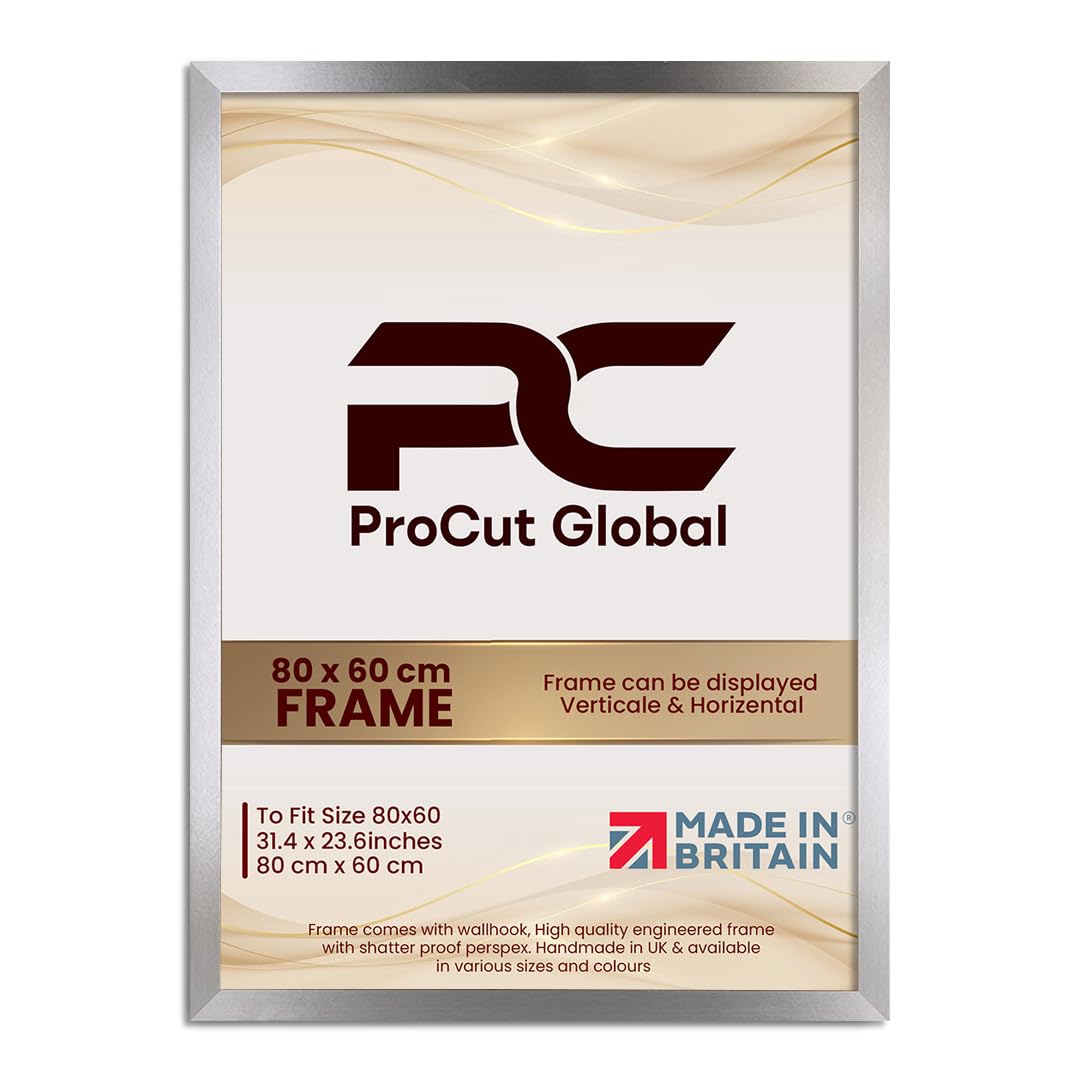 Procut Global 80X60CM Oak Picture Frames - Modern Wooden Photo Frame with Shatterproof Perspex for Wall or Tabletop - Perfect for Posters, Certificates, Prints - Sizes & Colors Available