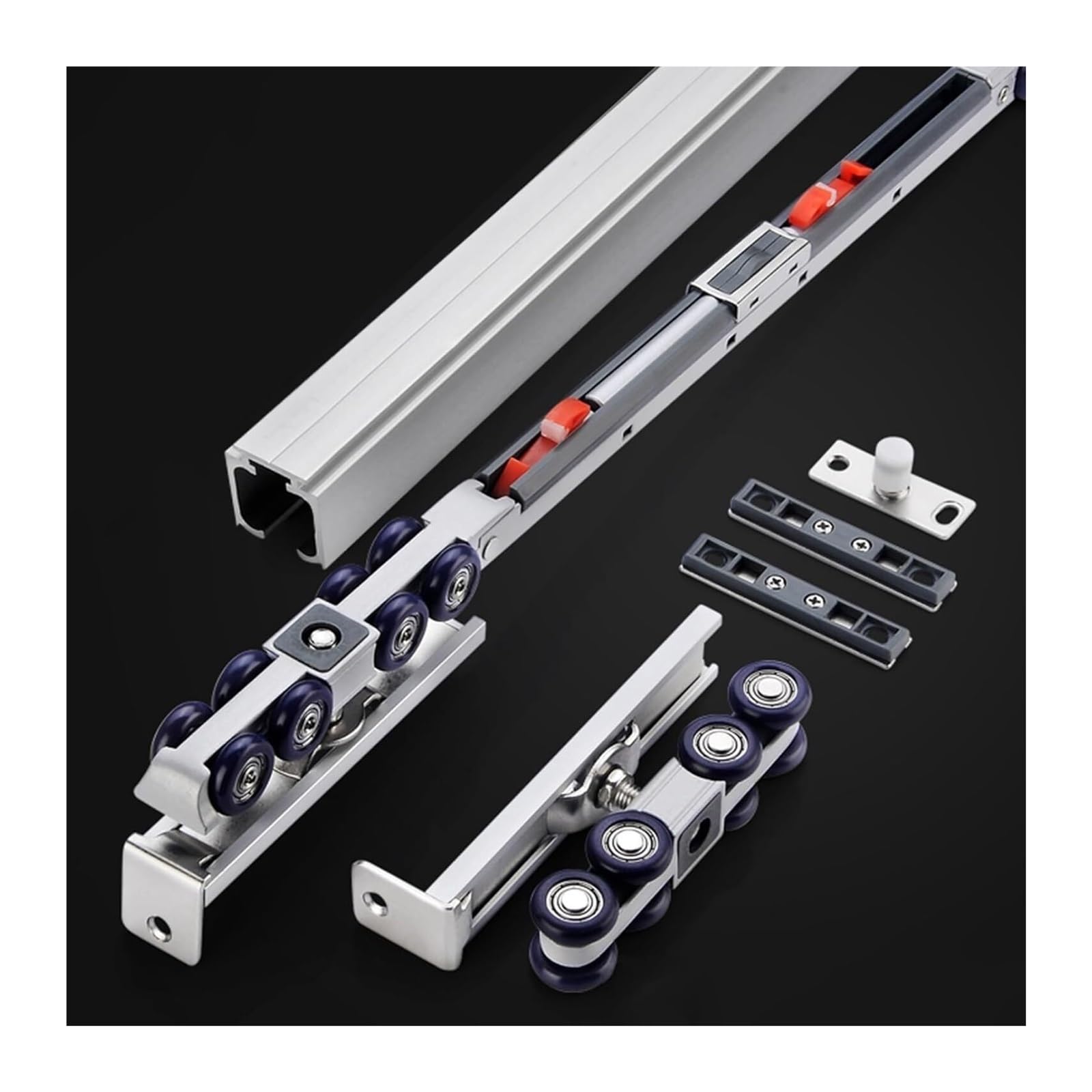EBZFASO Sliding Door Track, Soft Close Sliding Door Track Hardware Kit(Silver-white,3.4m/11.2ft)