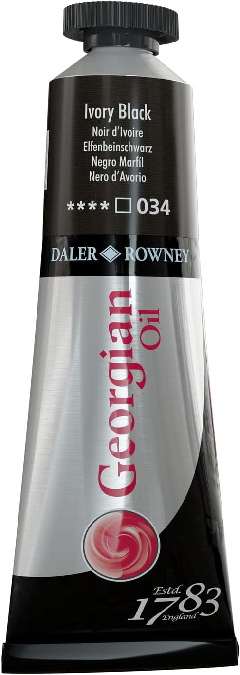 Georgian Oil Paint Ivory Black 38ml Tube - Art Paints for Canvas Paper and More - Oil Painting Supplies for Artists and Students - Artist Oil Paint for Any Skill Set