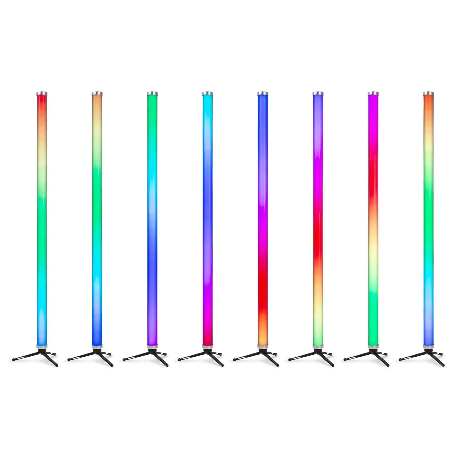 BeamZ Pro Kratos LED Tube RGBW 120cm, 288 Pixel LED Bar mit 20h Akku, DMX - IP65 Wetterfest - RGBW Stehlampe, App-Steuerung, WDMX & IR Fernbedienung – inkl. Stativ & Zubehör