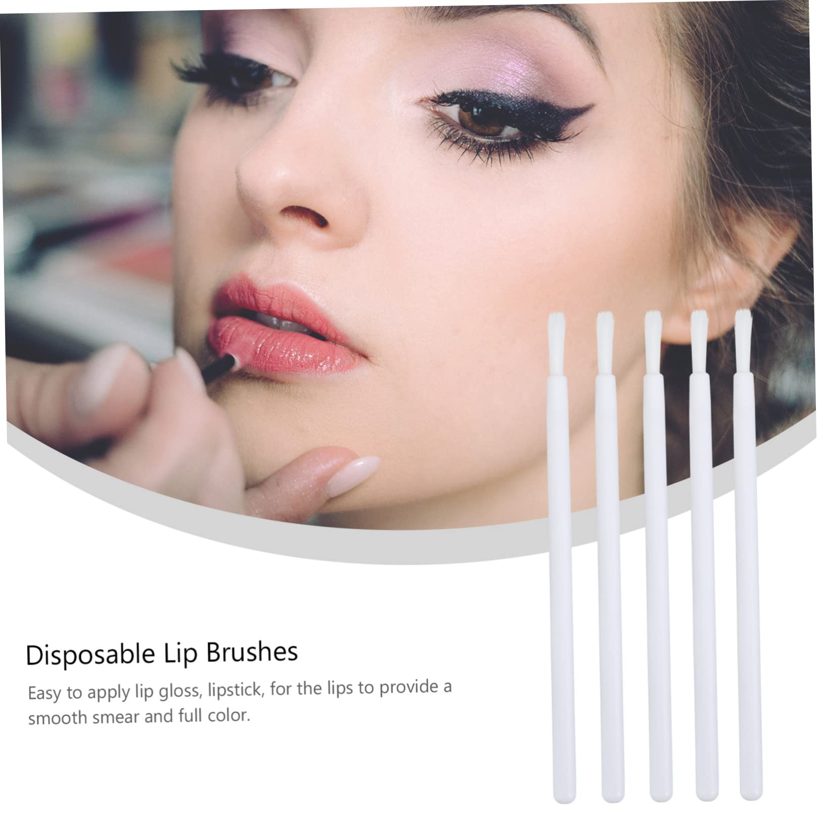 minkissy Nylon Material Lip Brush 100pcs Disposable Makeup Brushes Easy to Use Clean for Salon Home Travel