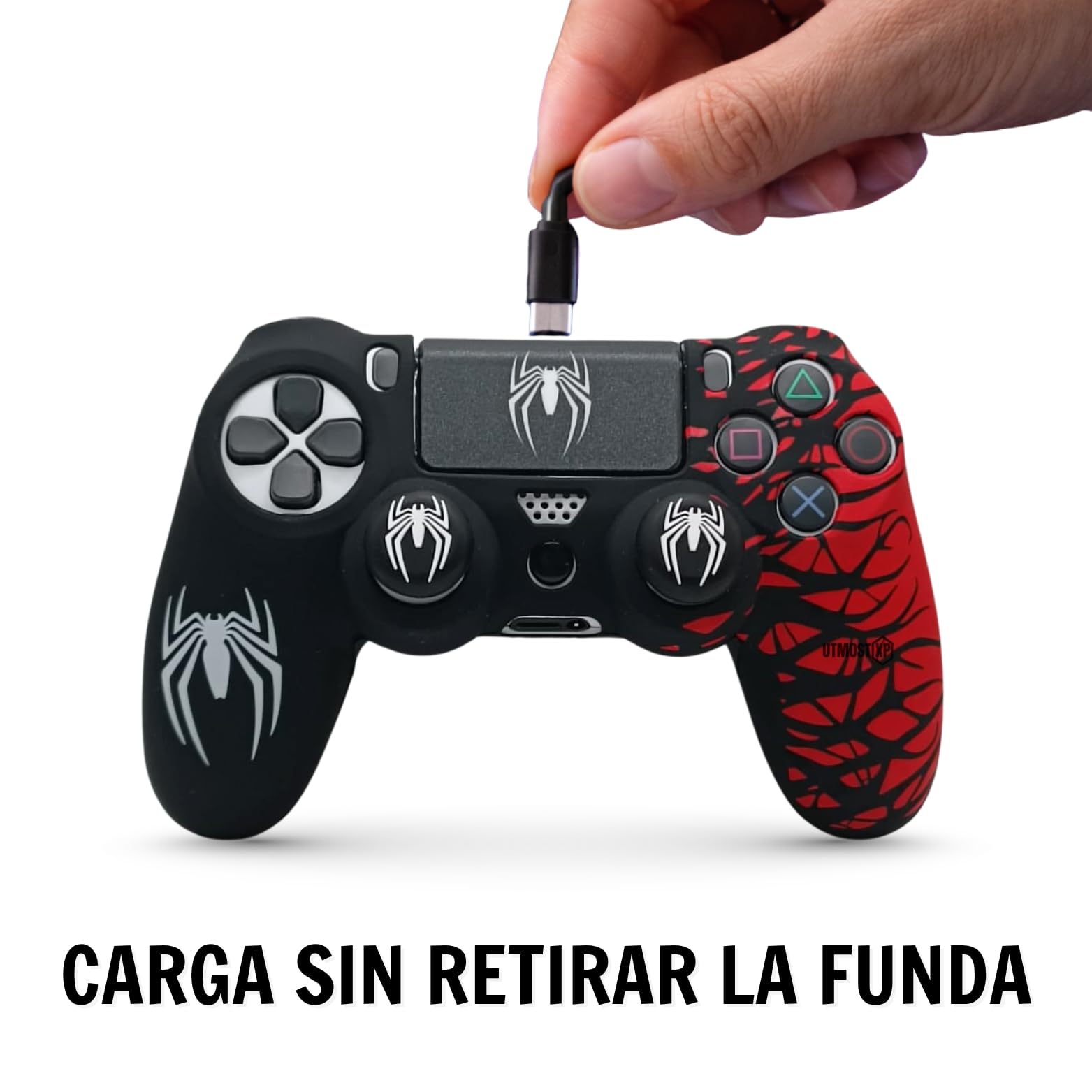 Custodia compatibile per controller PS4, Cover protettiva in silicone morbido antiscivolo per controller PS4, Custodia protettiva compatibile con controller PlayStation 4 (Rosso)