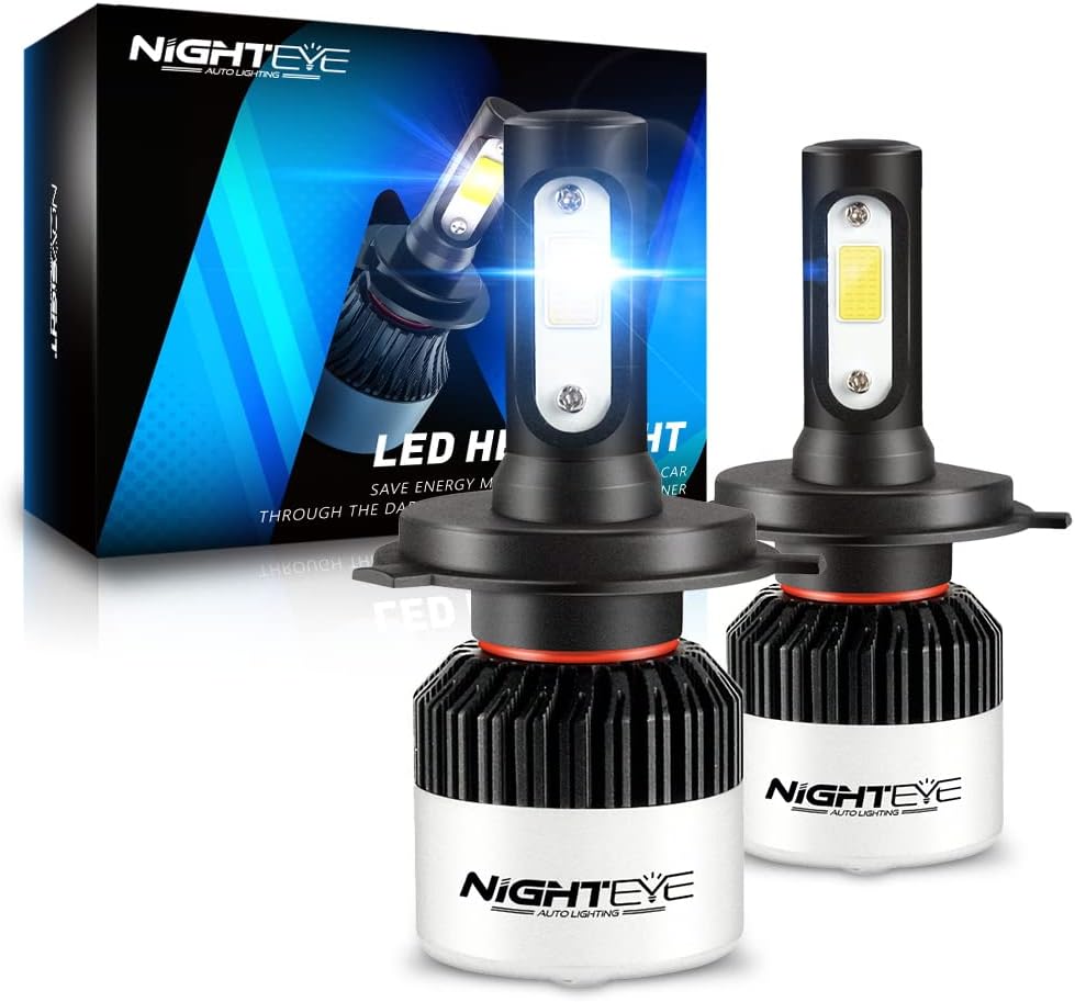 NIGHTEYE H4 LED Headlight Bulbs, 200 Super Bright H4 Led Bulb 9000LM 72W 6500K Cool White