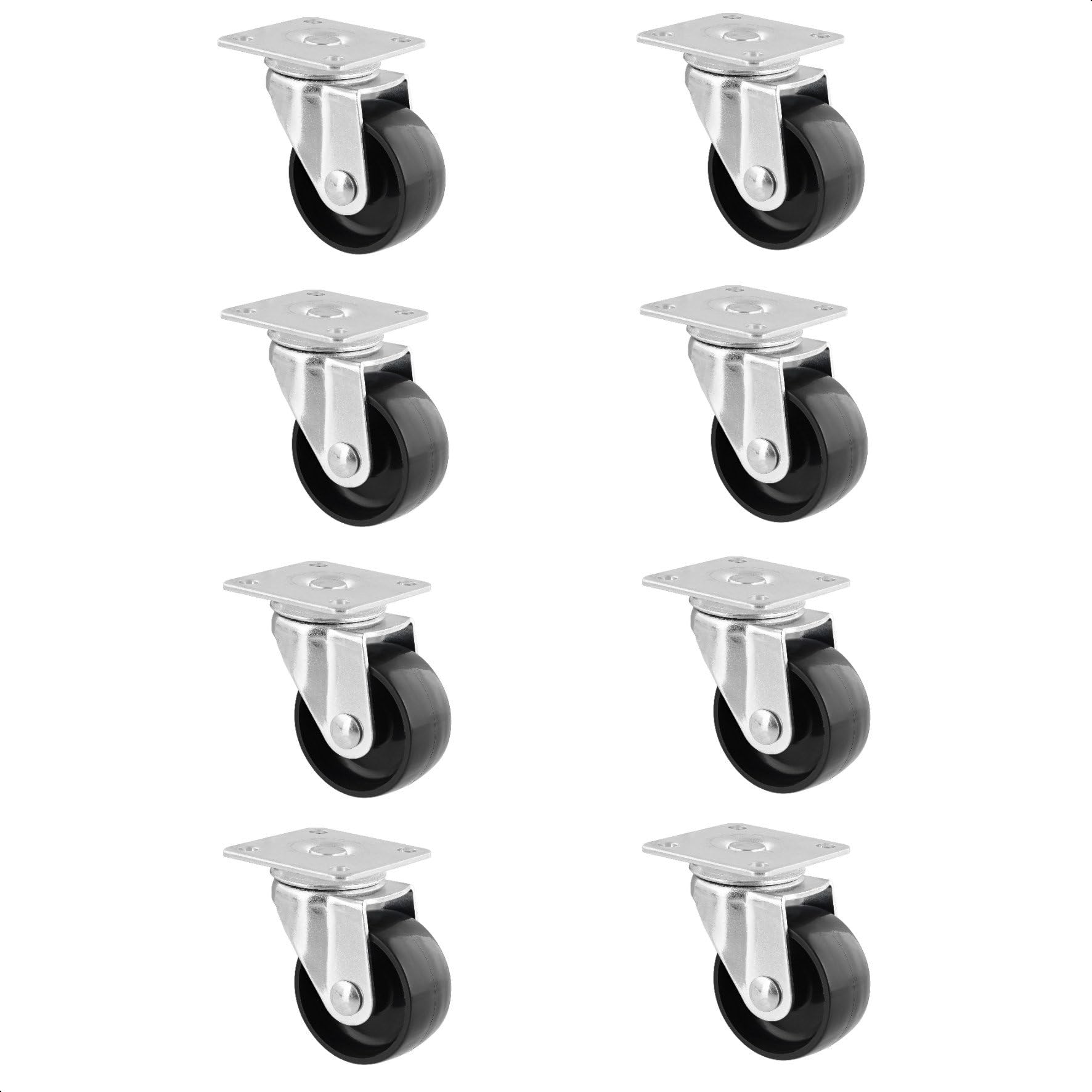 Wagner rolka meblowa/kółka skrętne, zestaw 8-częściowy, średnica Ø 40 mm, wysokość konstrukcyjna 55 mm, stal ocynkowana, czarna, płyta przykręcana 34 x 48 mm, nośność 35 kg - 02212100