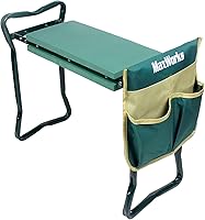MaxWorks 50921 Folding Garden Kneeler Stool with 8-Inch Wide Pad & Tool Pouch - Lightweight 330lb Seat for Planting & Weeding