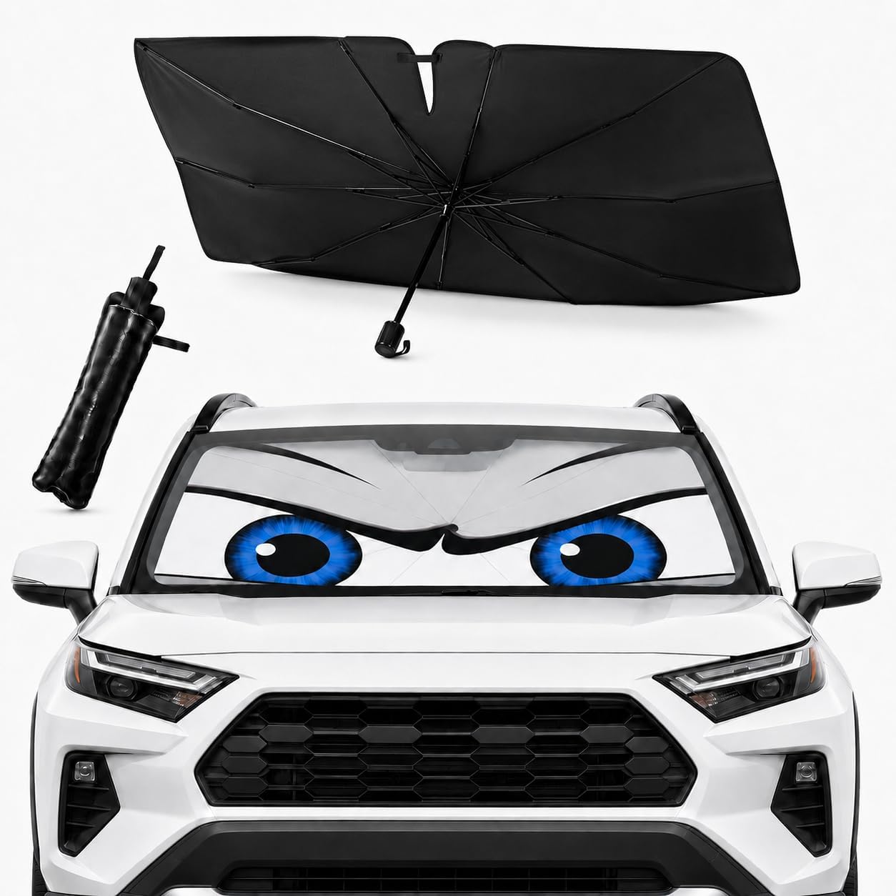 Car Windshield Sun Shade Umbrella, Univeral Fit Mid-Large Sedan & SUV