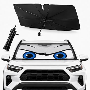 Upgraded Car Windshield Sun Shade Umbrella, Car Shade Front Windshield Sun Shade, Foldable Umbrella for Block UV Rays & Sun Heat Protection, 57X31