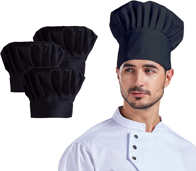 Amazon Co Jp Nanxson 3枚入り コック帽 シェフハット コック帽子 料理人帽子 料理人帽 グム付け 綿 おしゃれ カフェ 料理用 ホテル レストラン 職人 男女兼用 Cf9015 黒 3 服 ファッション小物
