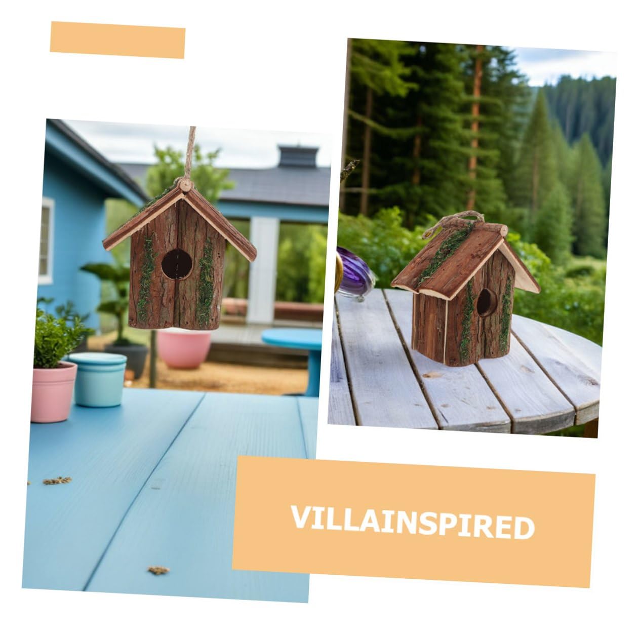 Toyvian 2 Stück Hängende Vogelhäuser aus Naturholz für Draußen Nistkasten Im Landhausstil Dekoratives Gartenvogelnest aus Baumrinde