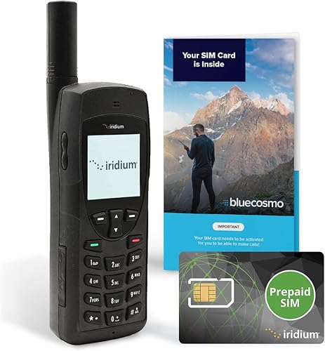 BlueCosmo Paquete de teléfono satelital Iridium 9555 - Solo teléfono satelital verdaderamente global - Voz, mensajes de texto SMS - Tarjeta SIM