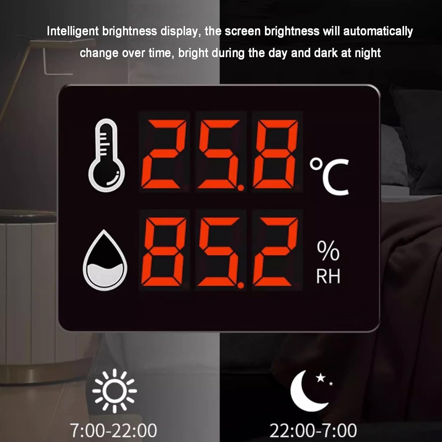 Monitor digitale a sensore, misuratore industriale di temperatura e umidità, temperatura -40~100°C, con display a LED a grande schermo, allarme limite superiore e inferiore, per interni/esterni, indus