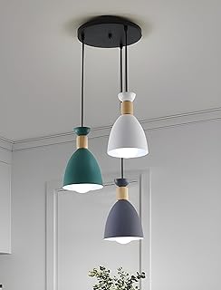 twixle Aluminium (White,Green,Grey) Dome Ceiling Hanging Lights for Dining Table, Lamp, Living Room Corner, Decorative,Home,Bedroom,Office,Cafe,Restaurantsand More (3 Lamps Round Cluster) (with Bulb)-picture-18