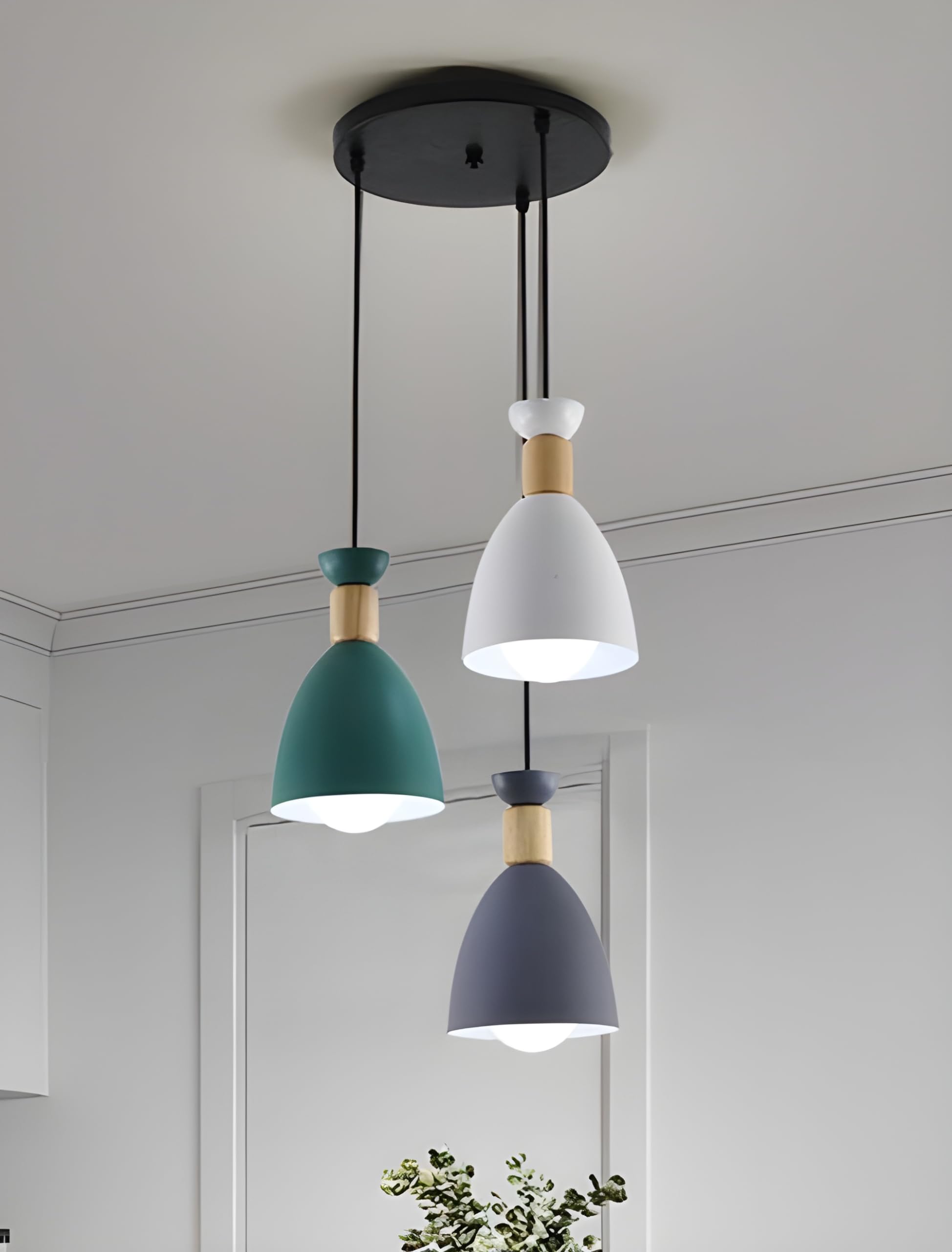 twixle Aluminium (white,green,grey) Dome Ceiling Hanging Lights for Dining Table, Lamp, Living Room Corner, Decorative,Home,Bedroom,Office,Cafe,Restaurantsand More (3 LAMPS ROUND CLUSTER) (with BULB) (B0D4WLS24D) Amazon Price History, Amazon Price Tracker