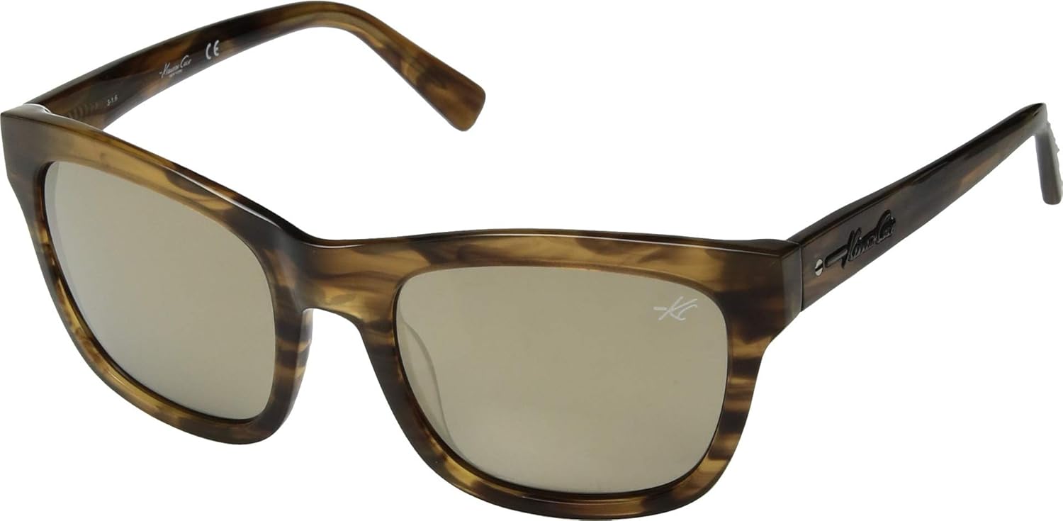 Kenneth Cole KC7201 Sunglasses - Brown Horn Frame, Smoke Mirror Lenses, 53 mm Lens KC72015362C
