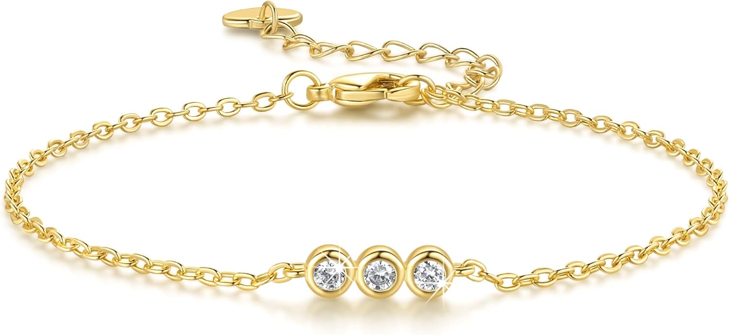 Gold Bracelets for Women 14K Gold Bracelets for Women Chain Bracelet for Womens Sparkling and Affordable Luxury Minimalist Womens Cubic Zirconia Bracelet