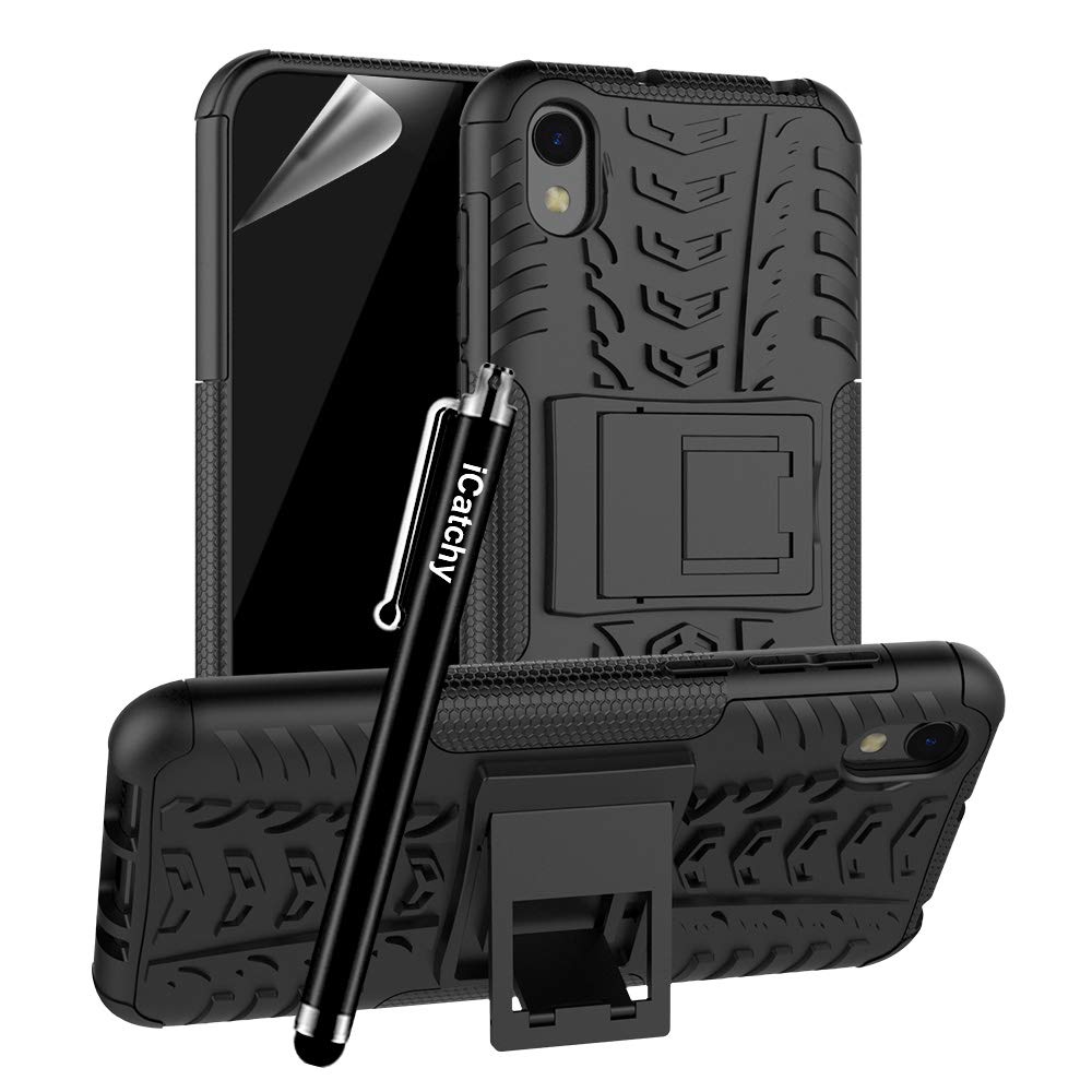 ICatchy Custodia Rigida Per Huawei Y5 2019, Antiurto Con Cavalletto, Doppio Strato, Colore Blu