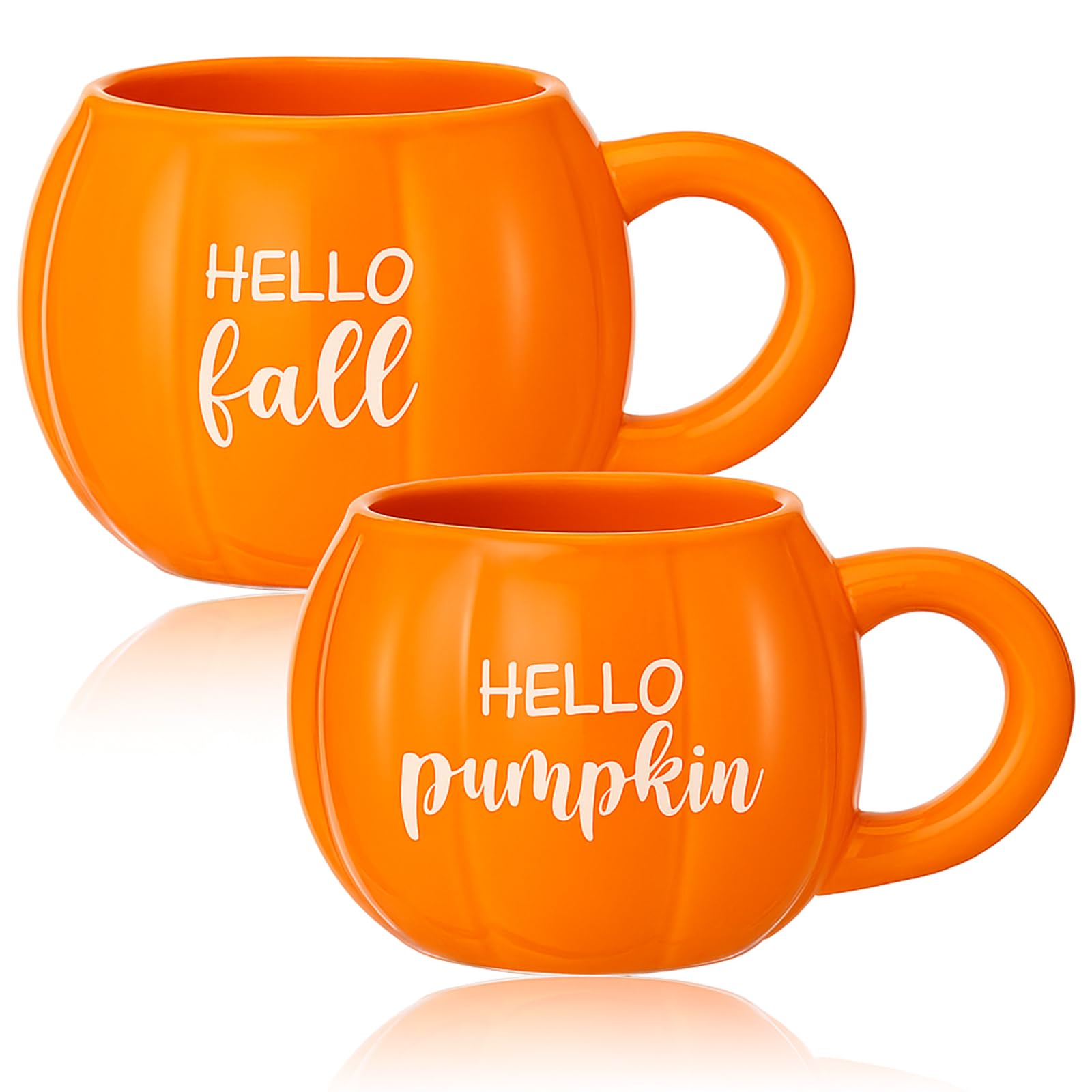 2 Pcs Fall Pumpkin Coffee Mugs, Hello Fall Hello Pumpkin 17oz Cups