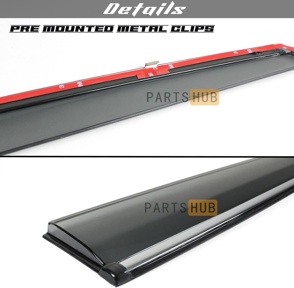 Fits for 2016-2021 Honda Civic 4 Door Sedan JDM Chrome Trim Smoke Tinted Window Visors Rain Guards Deflectors