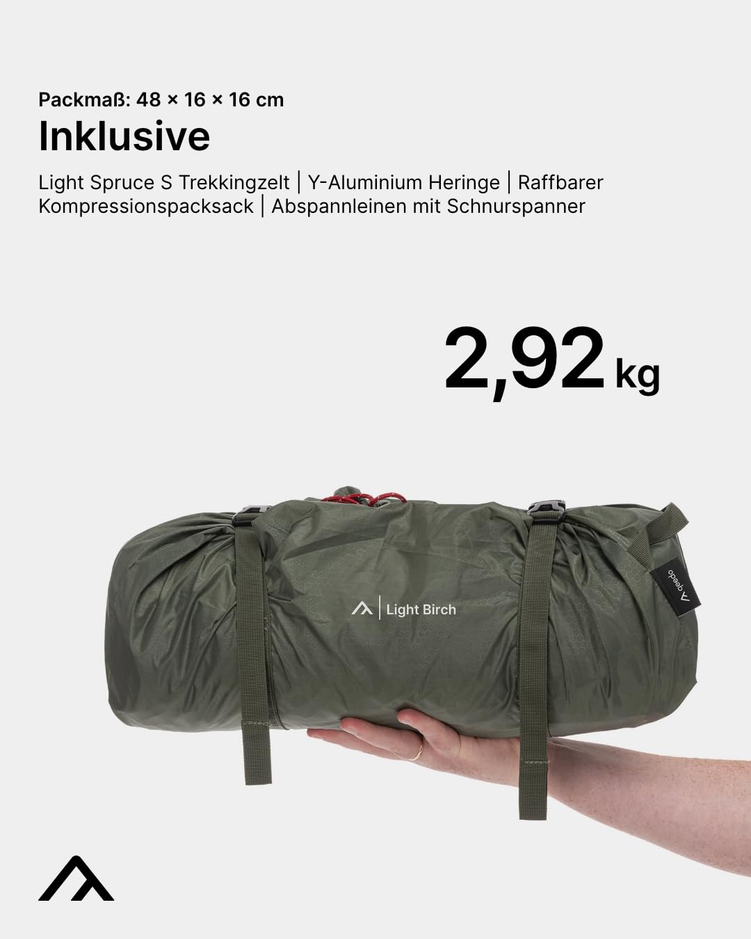 qeedo Light Birch Trekkingzelt in 4 Größen, kleines Packmaß, leicht