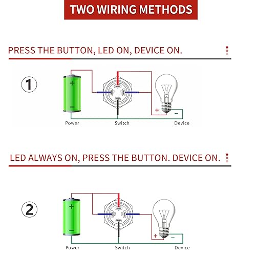 Miniatura 6 de Interruptor de botón momentáneo de 0.79 pulgadas, interruptor APIELE 10A 1NO de acero inoxidable IP65 a prueba de agua (12-24 V LED redondo alto)