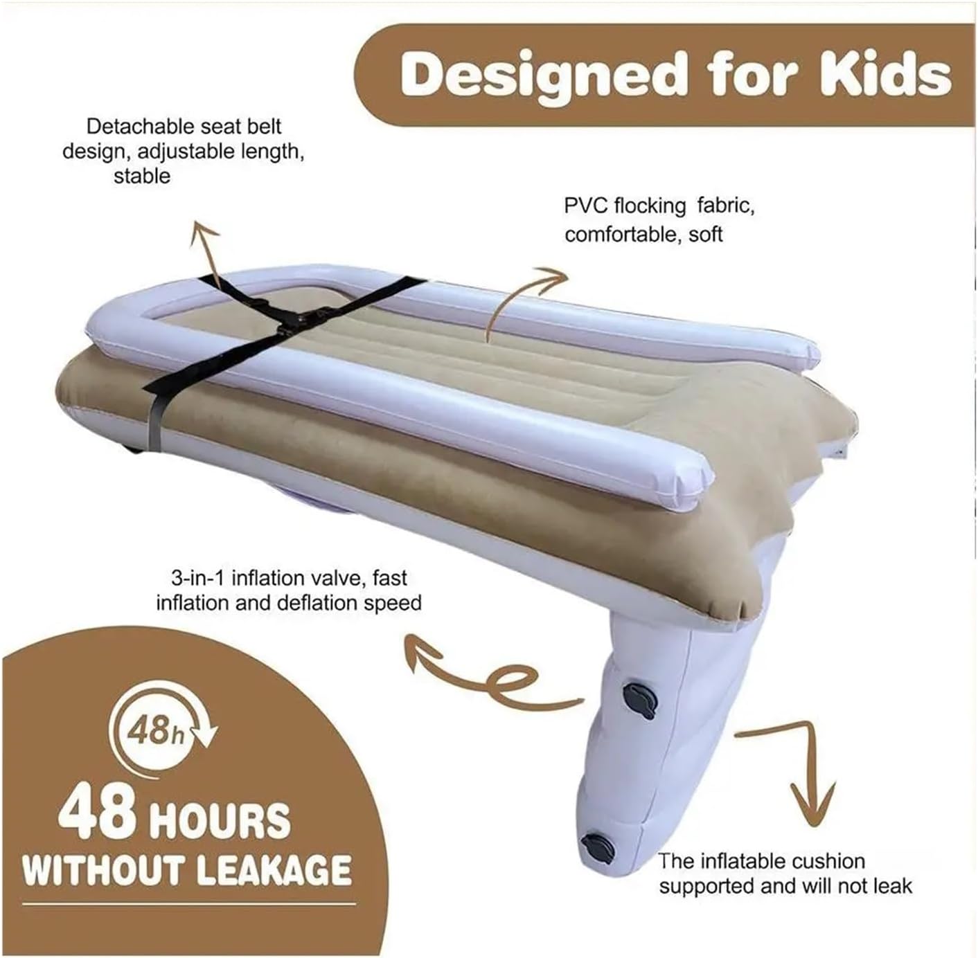 Car Air Bed Inflatable Car Airplane Bed Fit for Kid Baby for Seat Extender Travel Kids for Sea Universal(4pcs)