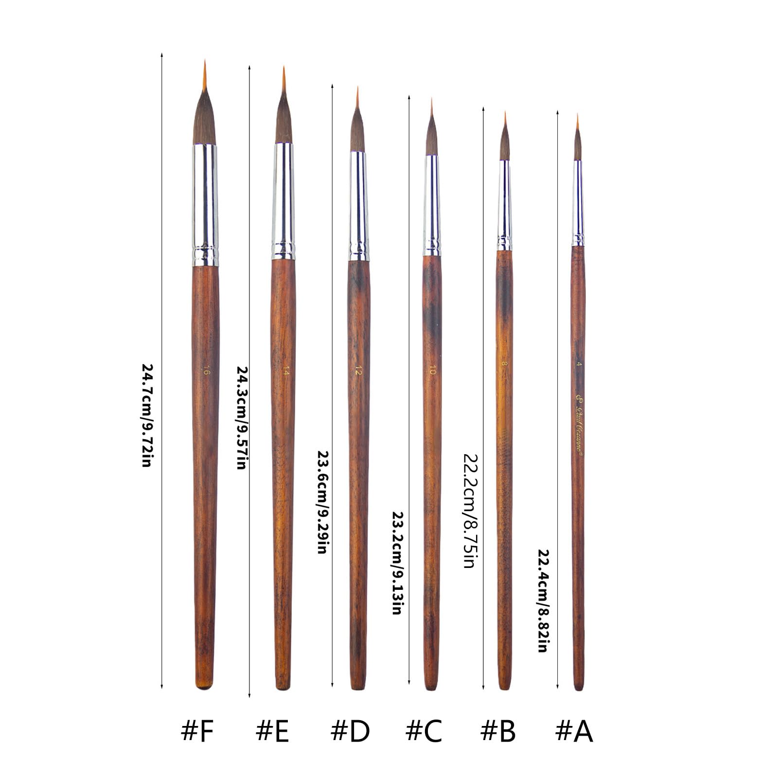 Pinceau de détail avec manche en bois pour artiste aquarelle, G