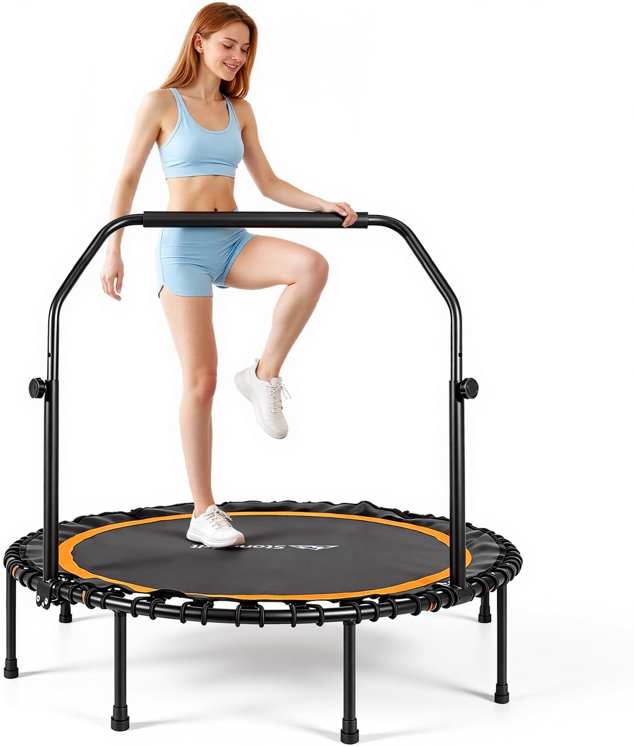 40"/48" Rebounder Trampoline for Adults, 450/550LBS Fitness Foldable Mini Trampoline with Adjustable Handle Bar