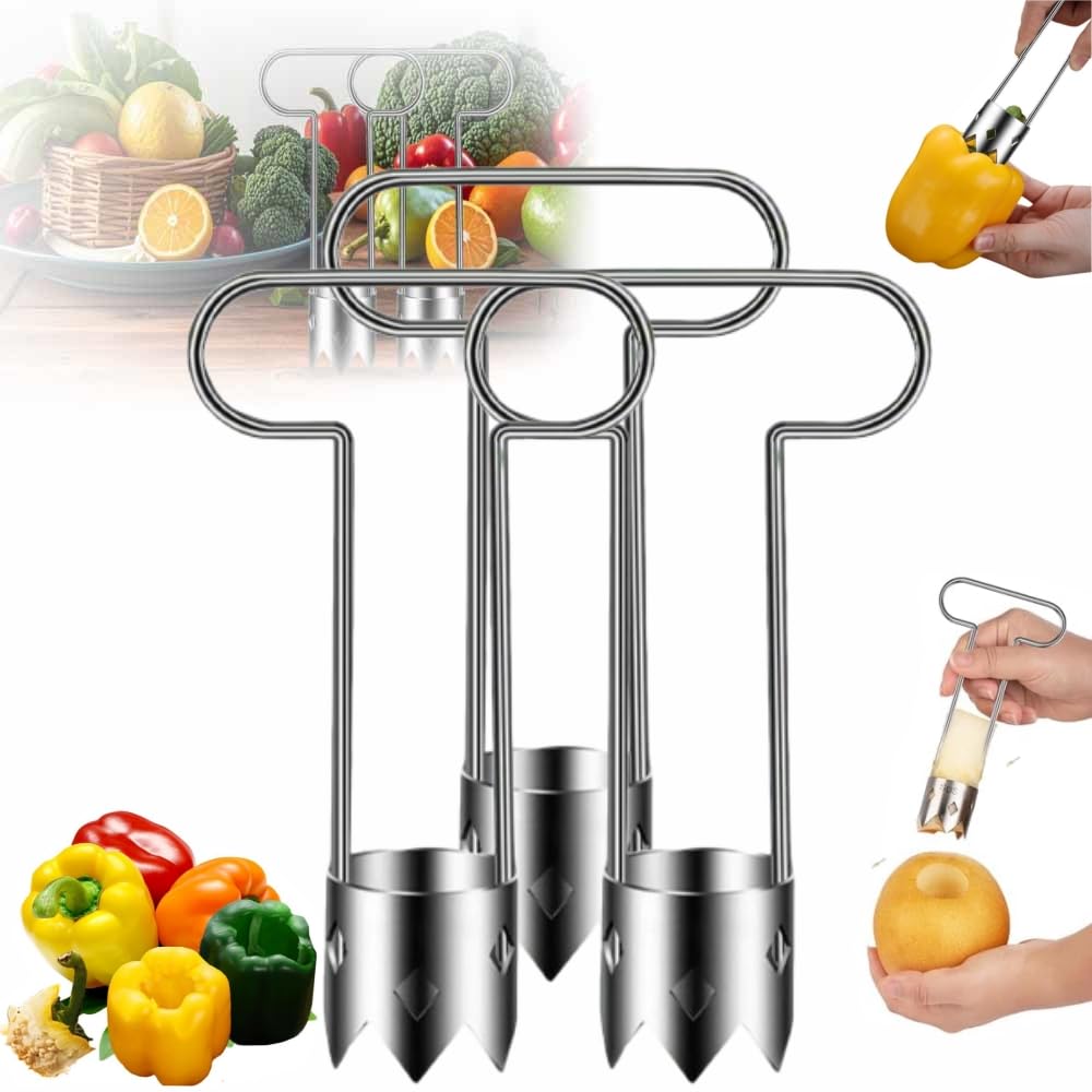 Red Bell Pepper Seed Corer,2025 New Stainless Steel Fruite Corer,Vegetable Corer Tool Cutter Pepper Seed Remover Tool,For Vegetables Fruit Corer