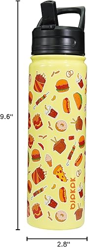 Miniatura 7 de BJPKPK Botella de agua aislada con tapa con pajilla, botellas de agua de metal de acero inoxidable de 22 onzas, botellas de agua reutilizables a